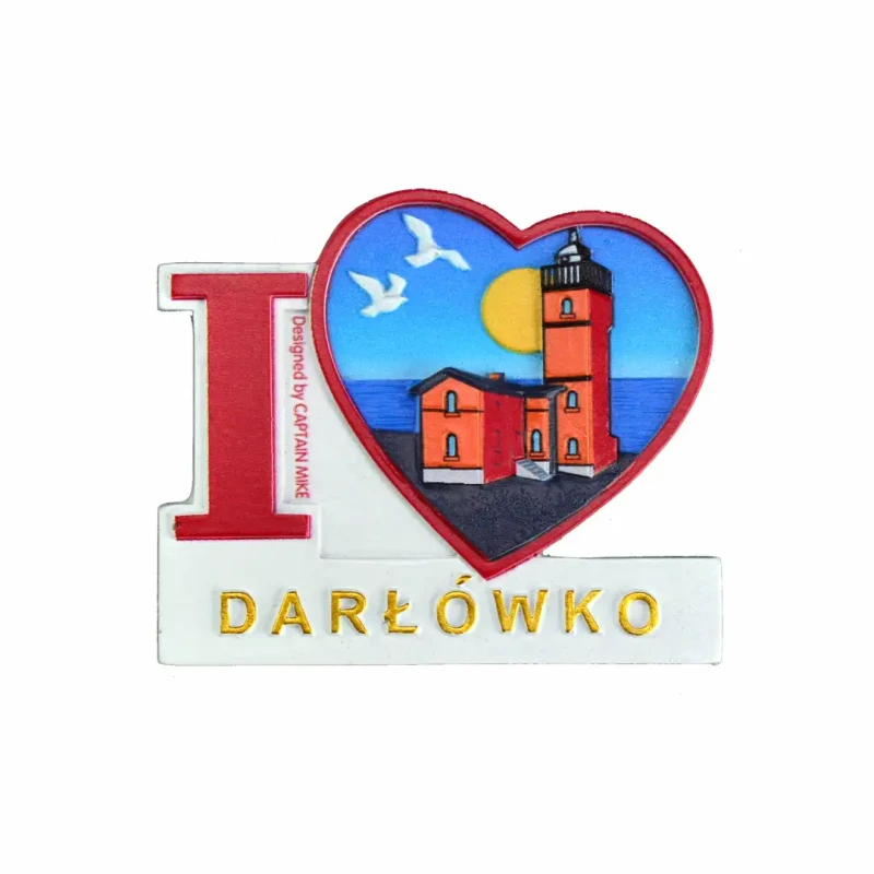 Magnes na lodówkę Pamiątka Serce I LOVE DARŁÓWKO Captain Mike