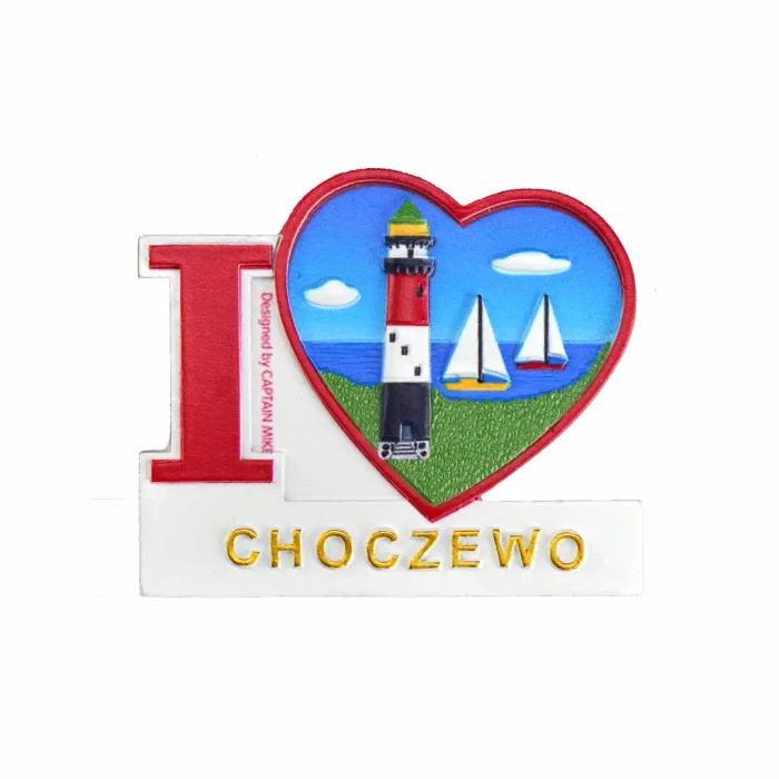 Magnes na lodówkę Pamiątka Serce I LOVE CHOCZEWO Captain Mike
