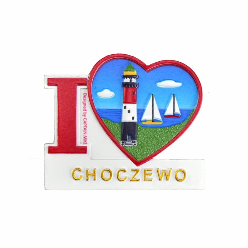 Magnes na lodówkę Pamiątka Serce I LOVE CHOCZEWO Captain Mike