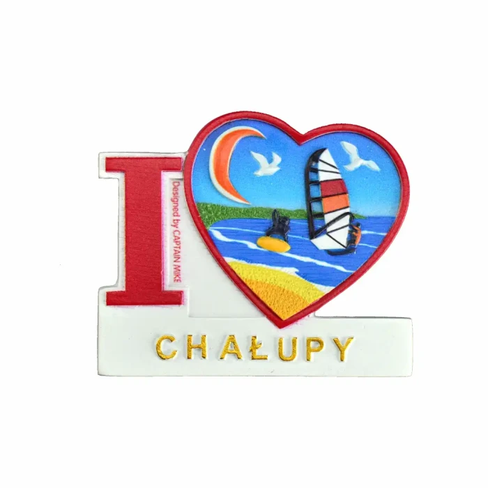 Magnes na lodówkę Pamiątka Serce I LOVE CHAŁUPY  Captain Mike