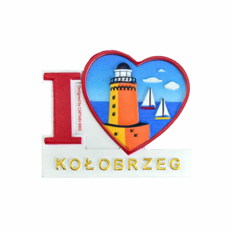 Magnes na lodówkę Pamiątka Serce I LOVE KOŁOBRZEG Captain Mike