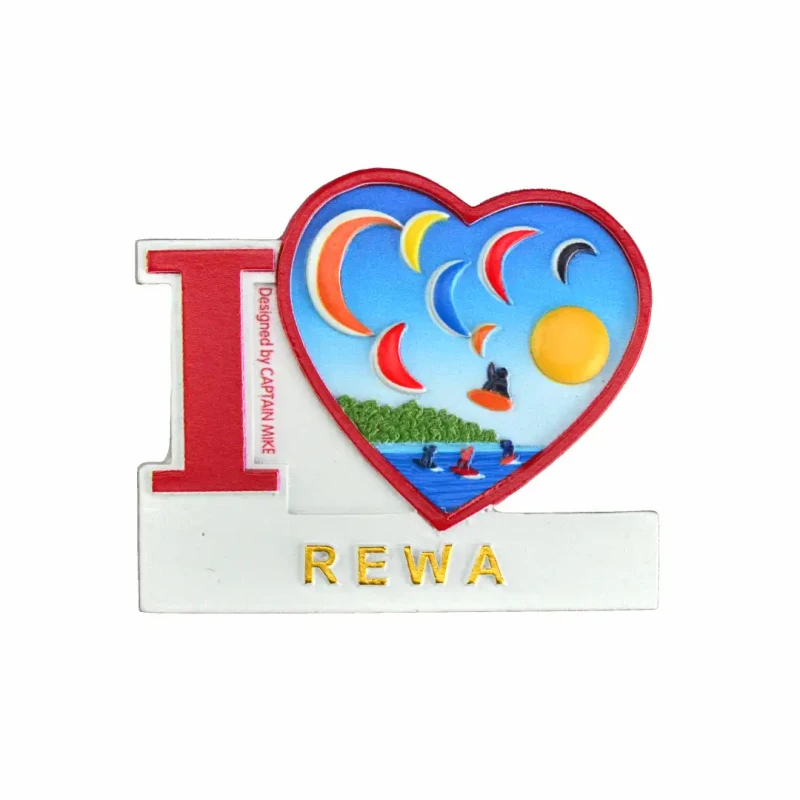 Magnes na lodówkę Pamiątka Serce I LOVE REWA Captain Mike
