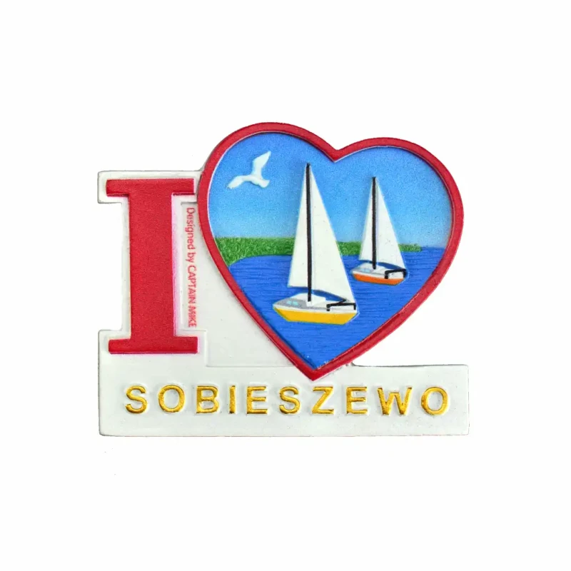Magnes na lodówkę Pamiątka Serce I LOVE SOBIESZEWO Captain Mike