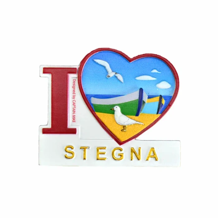 Magnes na lodówkę Pamiątka Serce I LOVE STEGNA Captain Mike