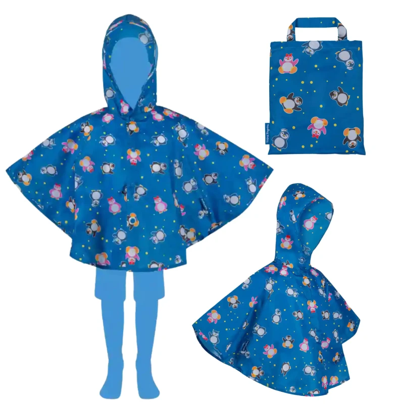 Pelerynka przeciwdeszczowa dziecięca  z kapturem + pokrowiec 98-104 cm