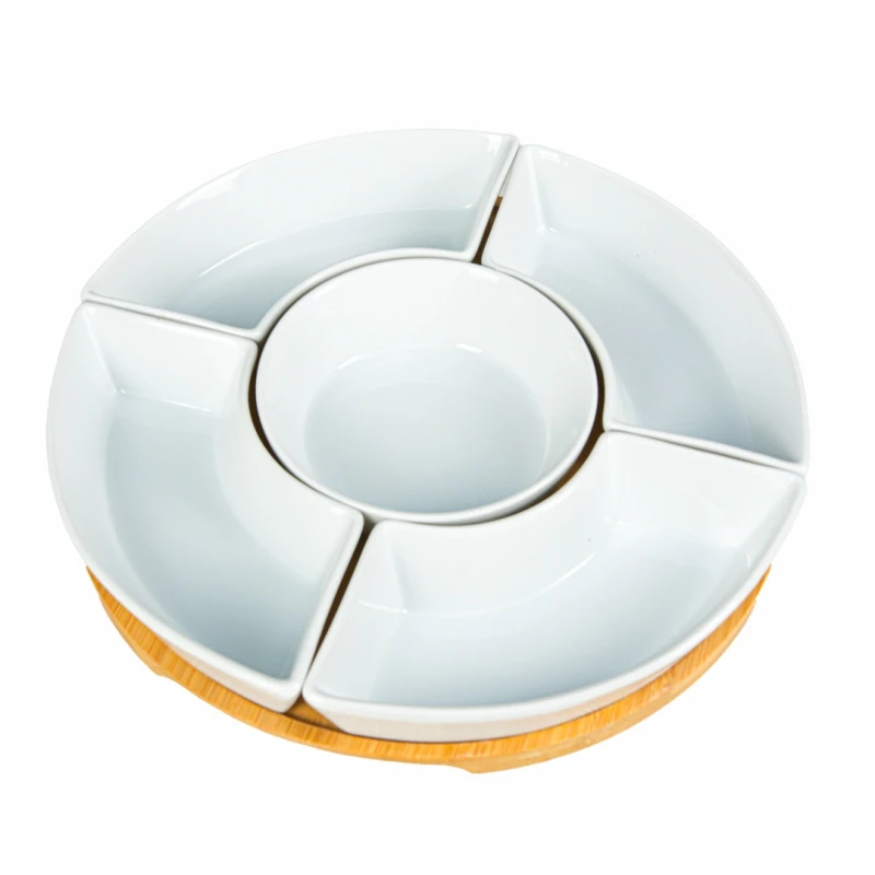 Zestaw 5 porcelanowych miseczek przekąskowych z deską VAVIO