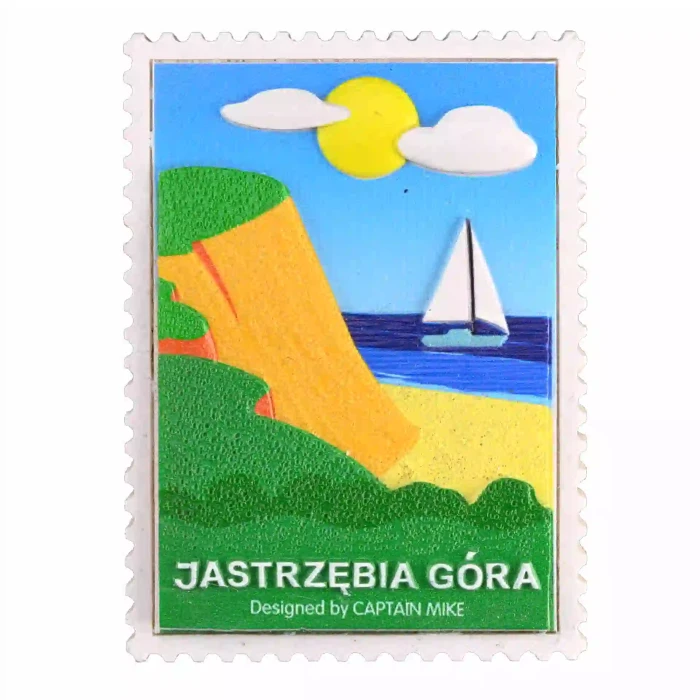 Magnes w Kształcie Znaczka Pocztowego z Motywem Morskim JASTRZĘBIA GÓRA