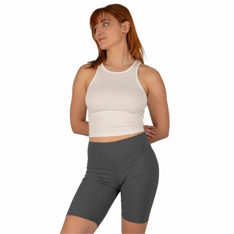 Legginsy kolarki damskie wysoki stan w prążek szare