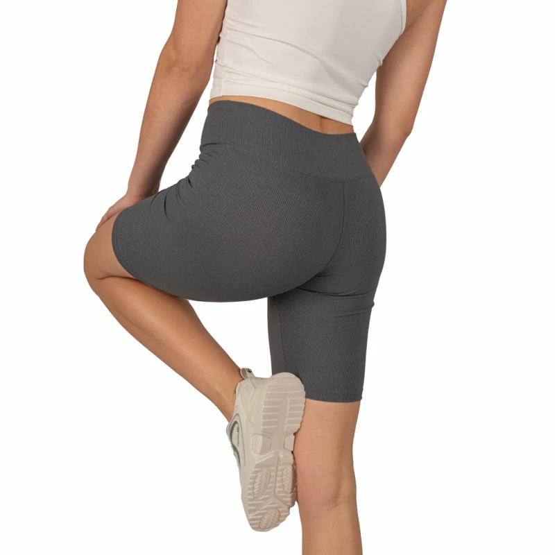 Legginsy kolarki damskie wysoki stan w prążek szare