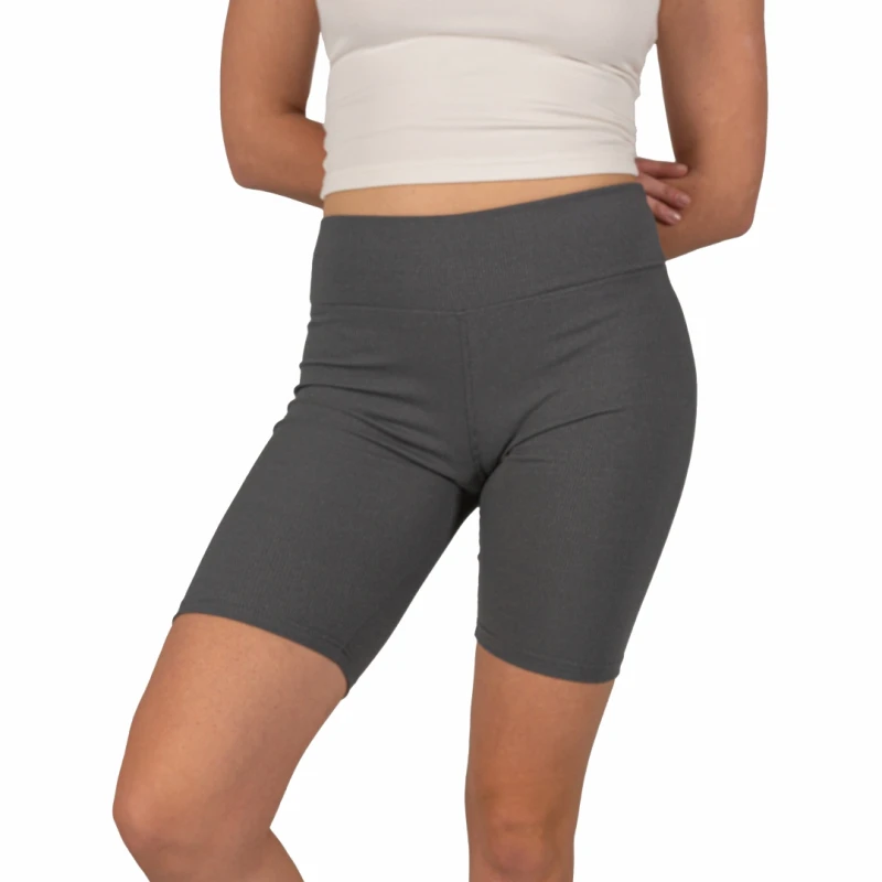 Legginsy kolarki damskie wysoki stan w prążek szare