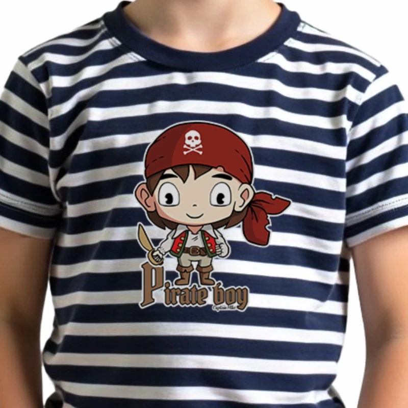 Koszulka dziecięca z krótkim rękawem, z motywem małego pirata Captain Mike