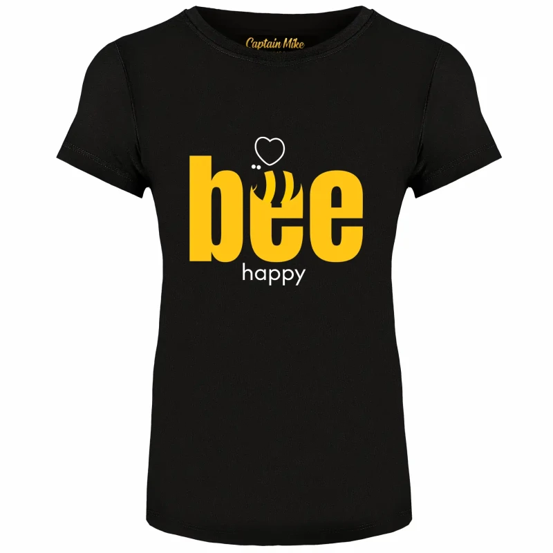 T-SHIRT damski koszulka czarna z nadrukiem TURECKA BAWEŁNA Captain Mike