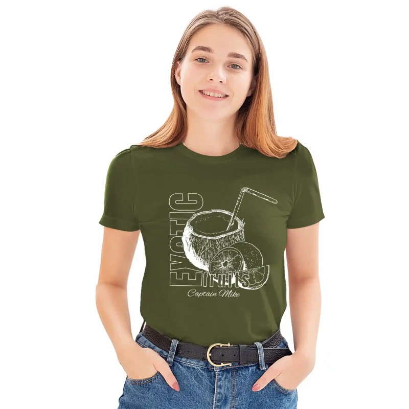 T-SHIRT damski koszulka zielona TURECKA BAWEŁNA Captain Mike
