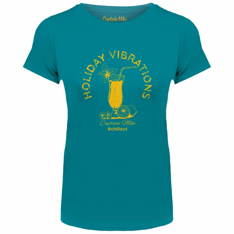 T-SHIRT damski koszulka z nadrukiem turkusowa TURECKA BAWEŁNA Captain Mike