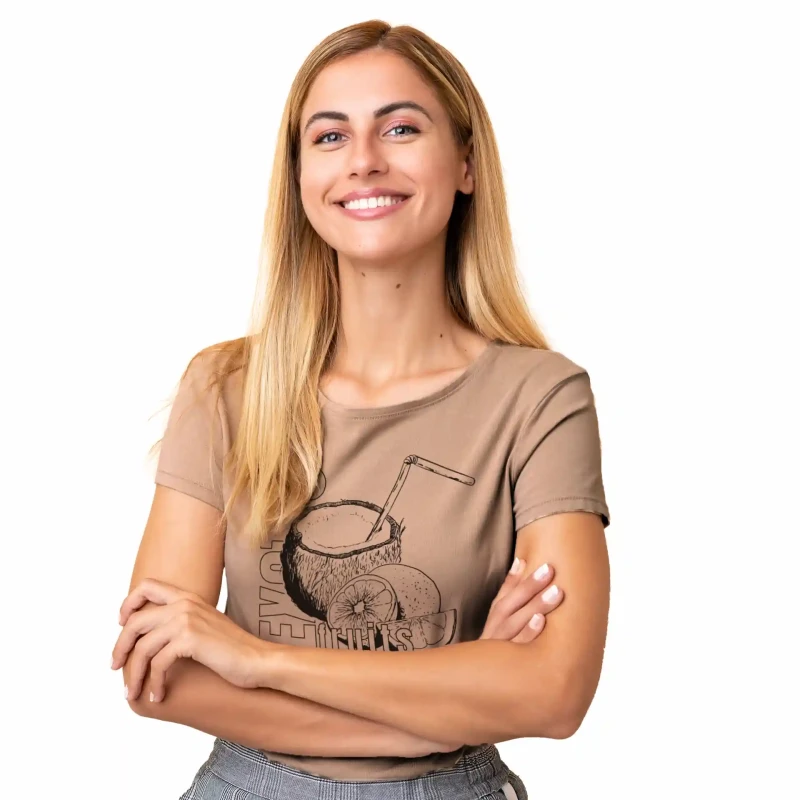 T-SHIRT damski koszulka brązowa TURECKA BAWEŁNA Captain Mike