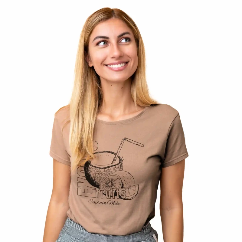 T-SHIRT damski koszulka brązowa TURECKA BAWEŁNA Captain Mike