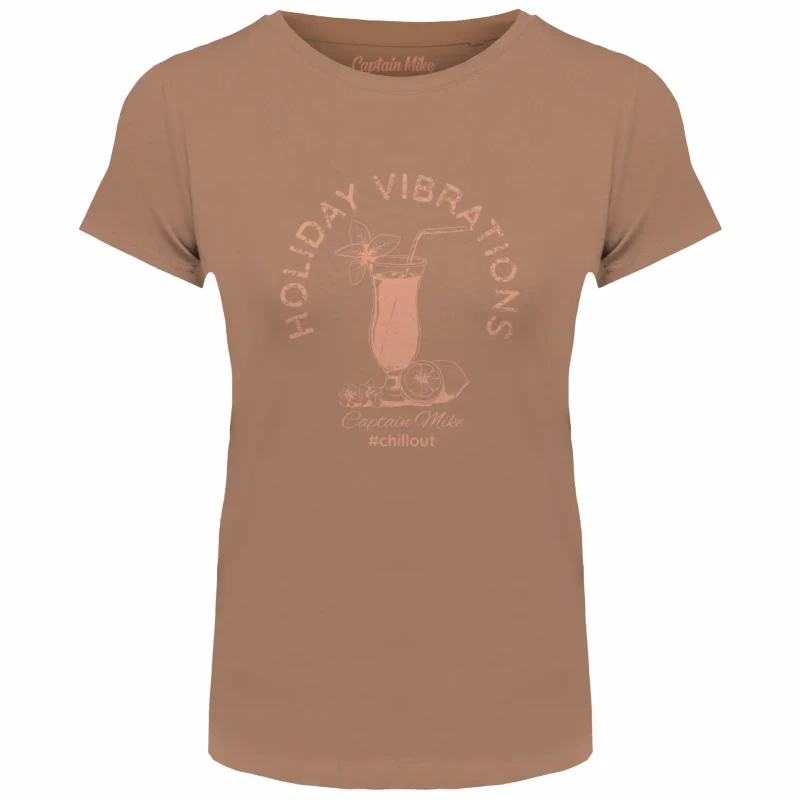 T-SHIRT damski koszulka brązowaTURECKA BAWEŁNA Captain Mike