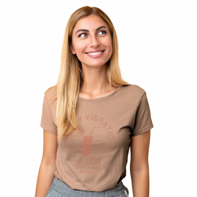 T-SHIRT damski koszulka brązowaTURECKA BAWEŁNA Captain Mike