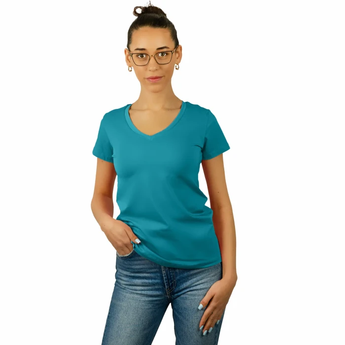 T-SHIRT damski koszulka Captain Mike TURECKA BAWEŁNA  V-neck