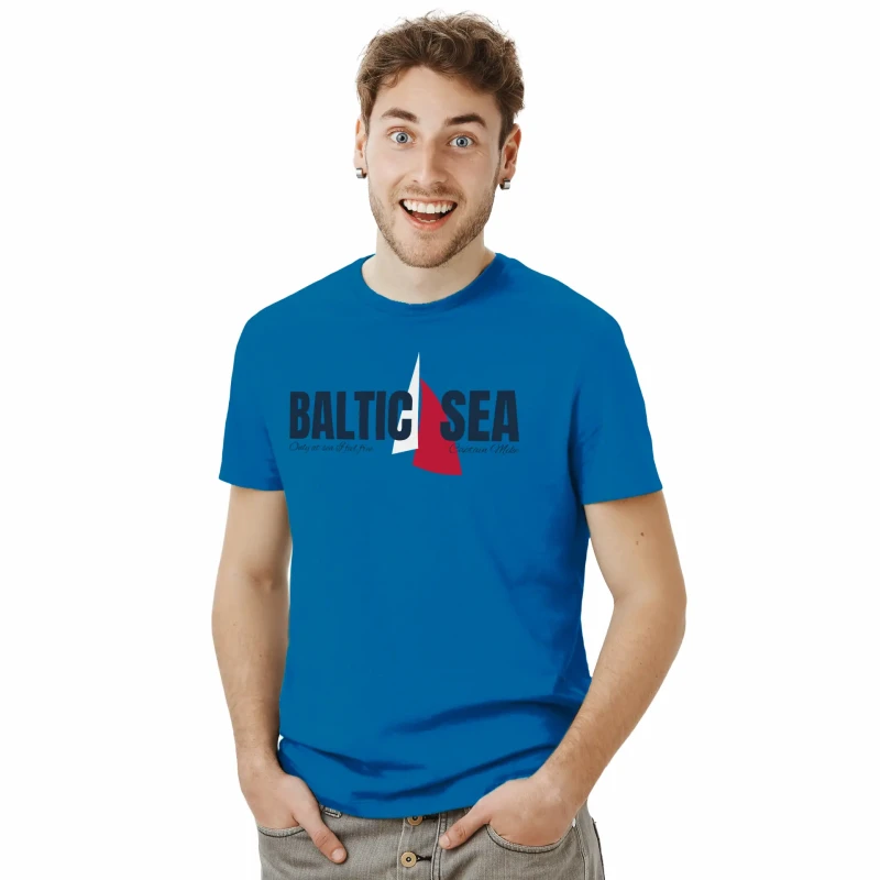 Koszulka męska niebieska BAWEŁNA TURECKA T-shirt BALTIC SEA Captain Mike