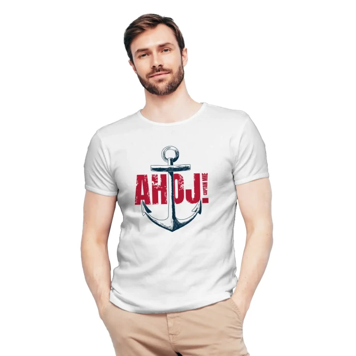 Koszulka męska BAWEŁNA TURECKA z nadrukiem, T-shirt Captain Mike