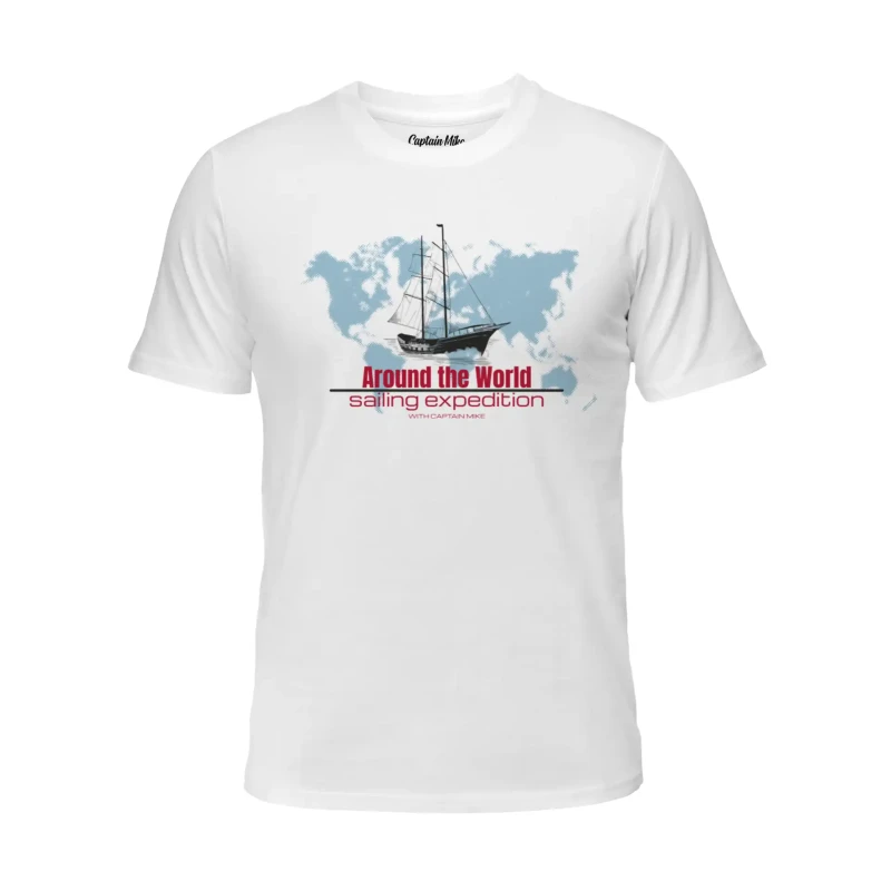 Koszulka męska biała BAWEŁNA TURECKA T-shirt SAILING Captain Mike