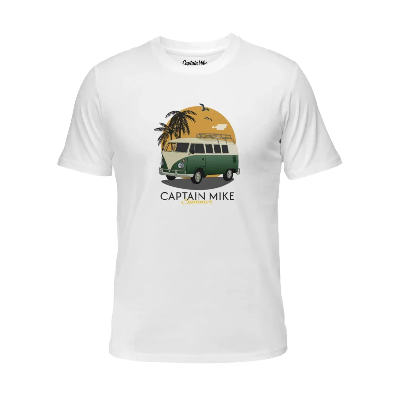 Koszulka męska biała BAWEŁNA TURECKA T-shirt BUS Captain Mike