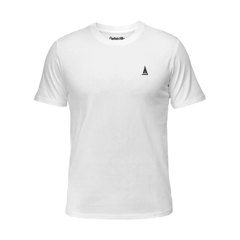 Koszulka męska biała Z HAFTEM BAWEŁNA TURECKA, T-shirt Captain Mike