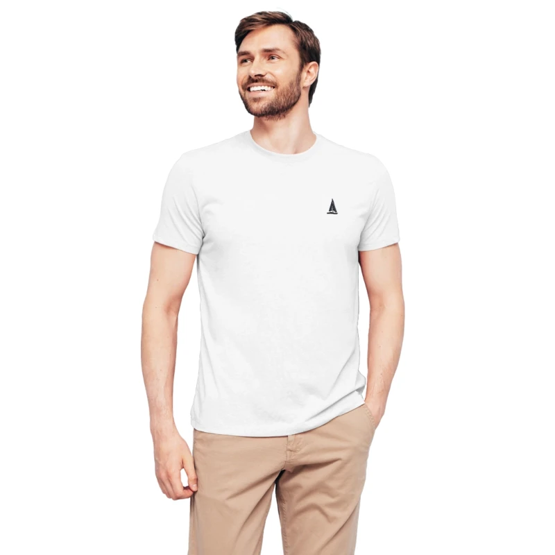 Koszulka męska biała Z HAFTEM BAWEŁNA TURECKA, T-shirt Captain Mike