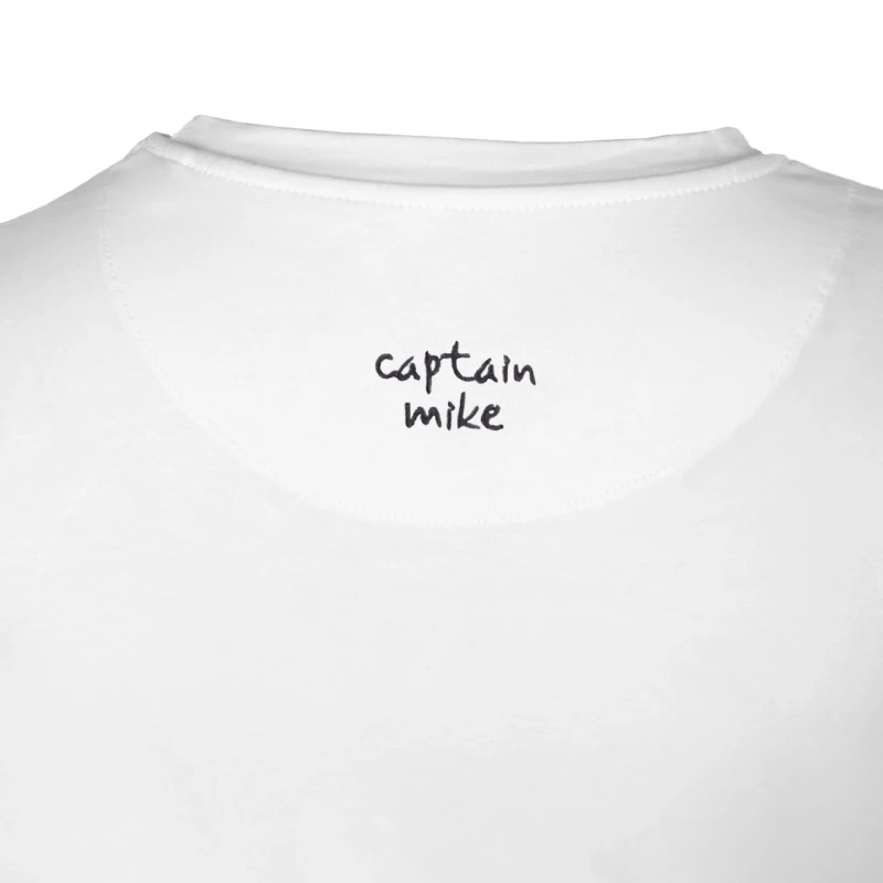 Koszulka męska biała Z HAFTEM BAWEŁNA TURECKA, T-shirt Captain Mike