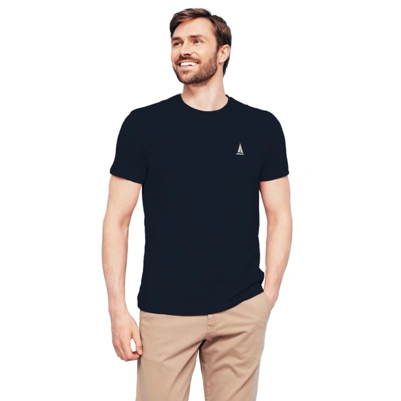 Koszulka męska granatowa Z HAFTEM BAWEŁNA TURECKA, T-shirt Captain Mike