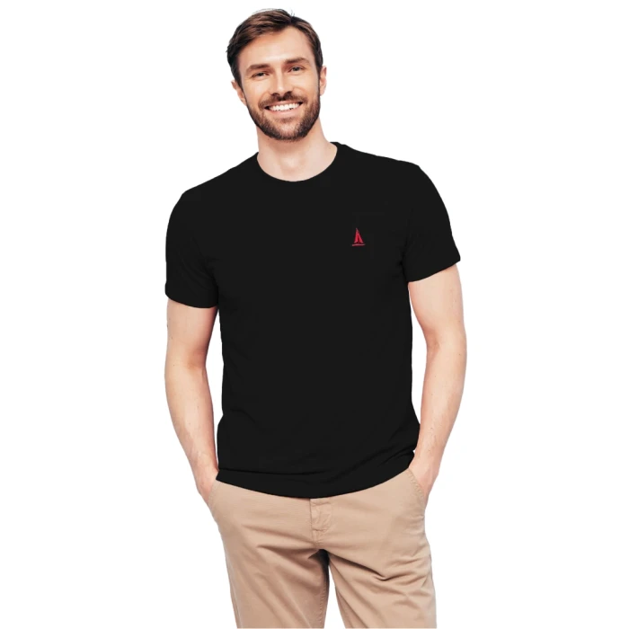 T-shirt męski czarny CAPTAIN'S LINE