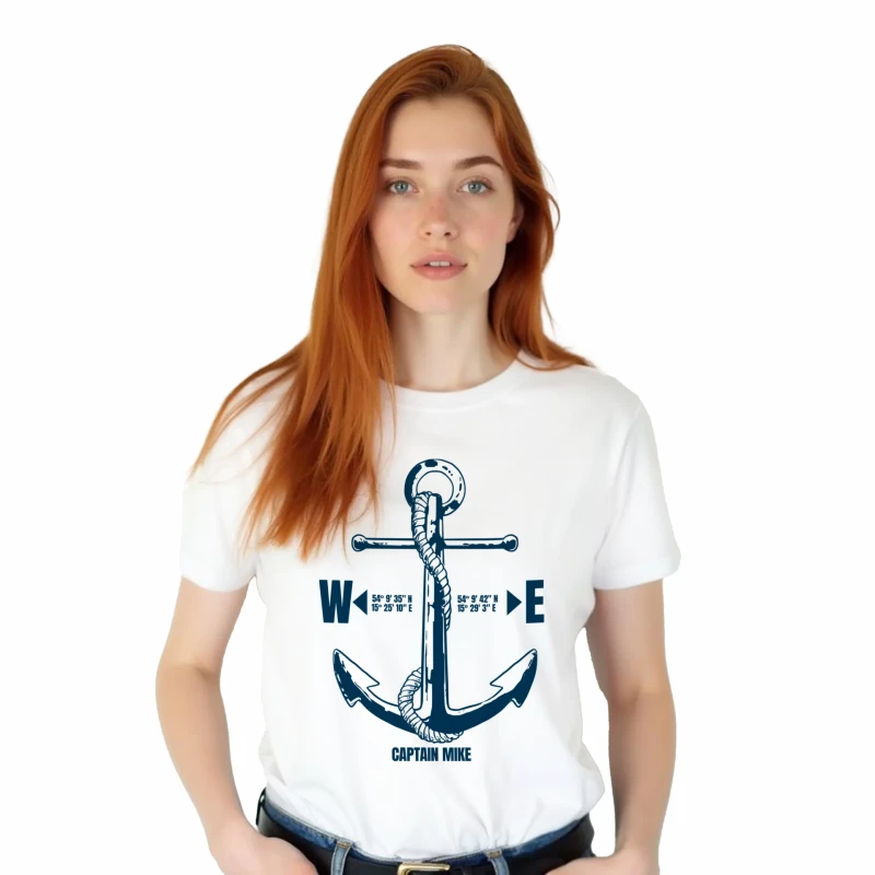 T-SHIRT damski Z KOTWICĄ koszulka TURECKA BAWEŁNA