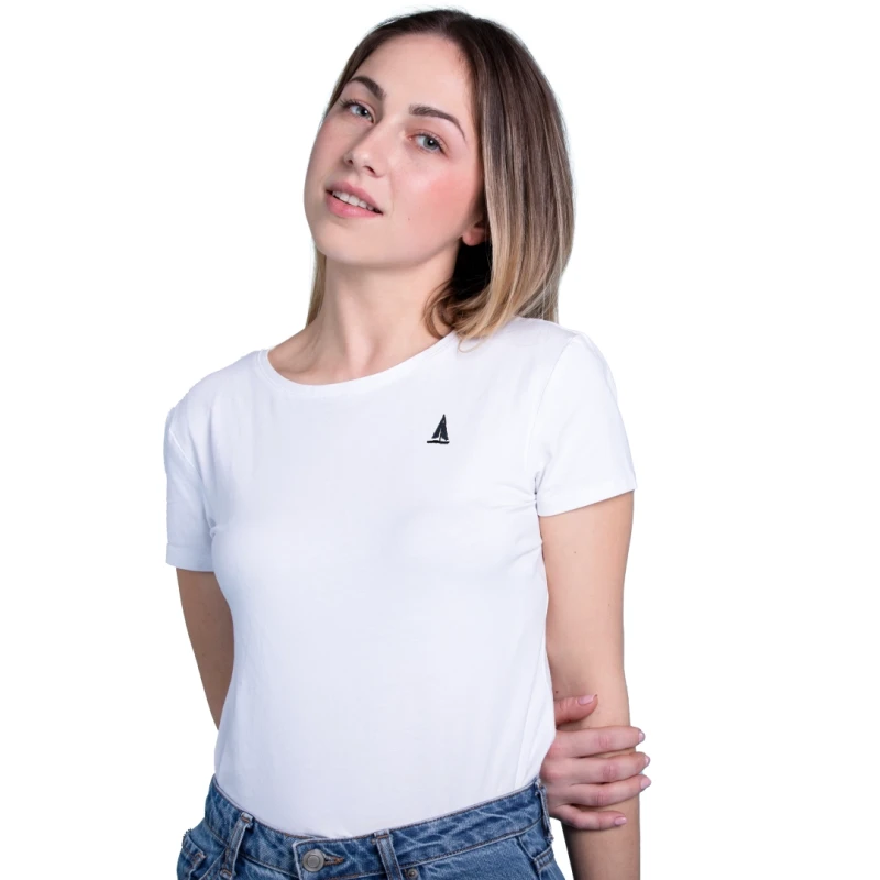 T-SHIRT damski koszulka biała Z HAFTEM BAWEŁNA TURECKA Captain Mike