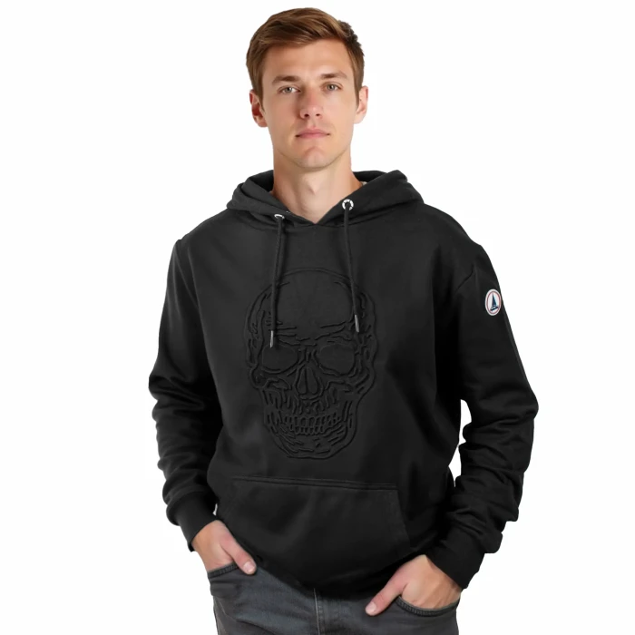 Bluza kangurka z kapturem i kieszeniami, nowa kolekcja, Captain Mike czarna czaszka
