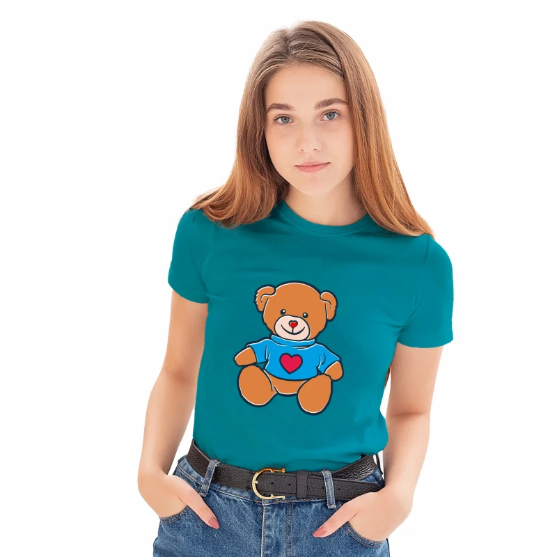 T-SHIRT damski MIŚ koszulka turkusowa TURECKA BAWEŁNA