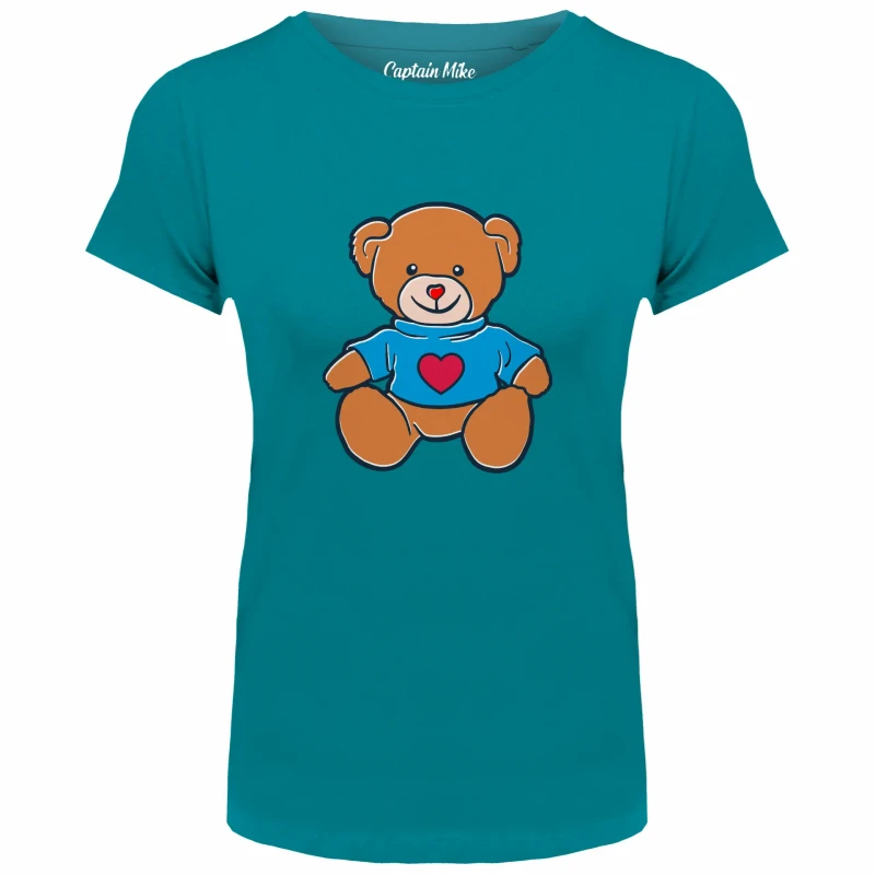T-SHIRT damski MIŚ koszulka turkusowa TURECKA BAWEŁNA
