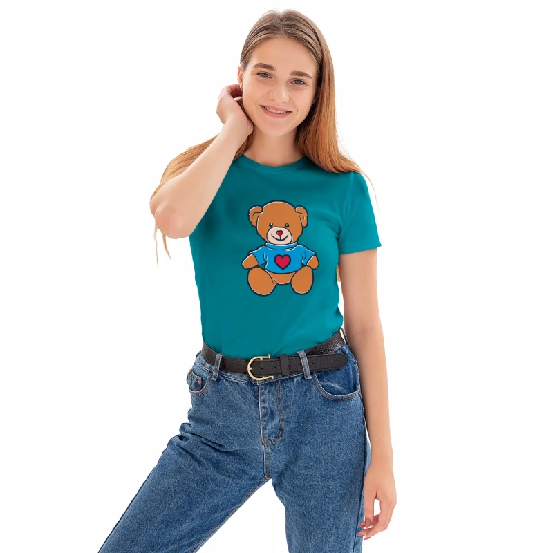 T-SHIRT damski MIŚ koszulka turkusowa TURECKA BAWEŁNA