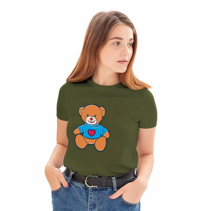 T-SHIRT damski MIŚ koszulka zielona TURECKA BAWEŁNA Captain Mike