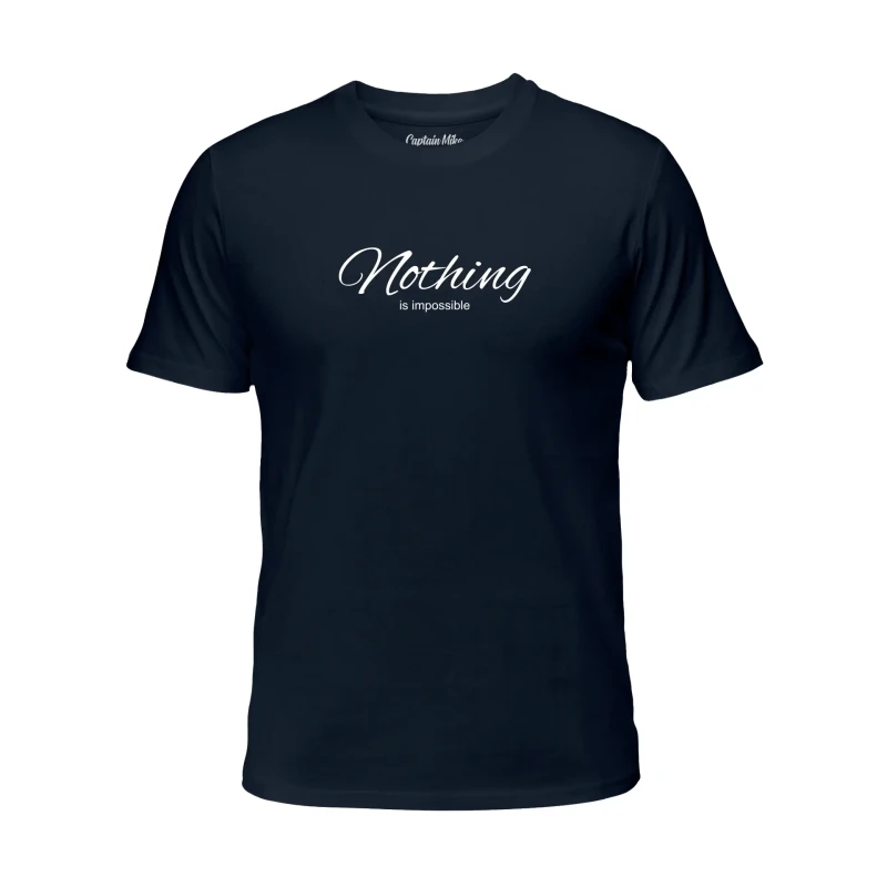 Koszulka męska BAWEŁNA TURECKA granatowa z nadrukiem, T-shirt Captain Mike