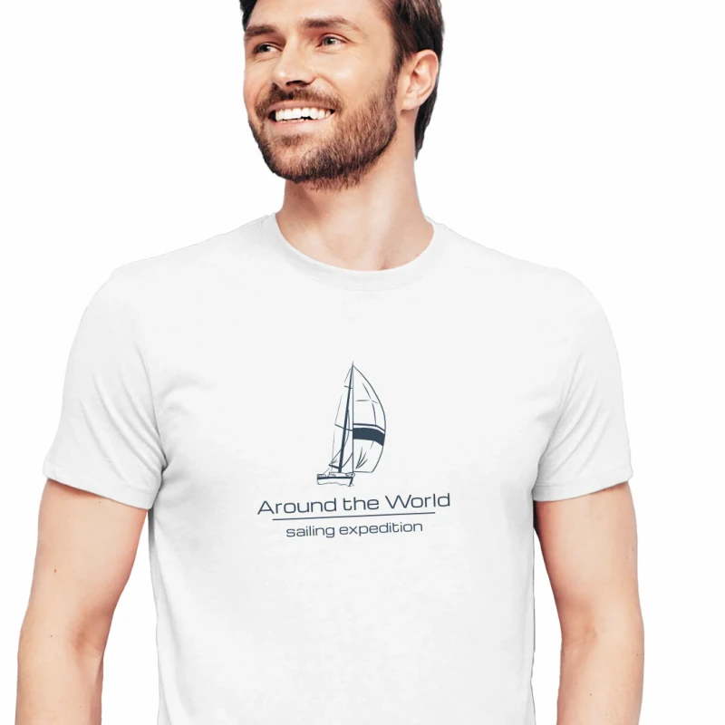 Koszulka męska BAWEŁNA TURECKA biały T-shirt SAILING EXPEDITION Captain Mike