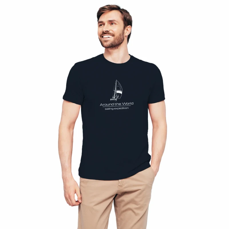 Koszulka męska BAWEŁNA TURECKA granatowy T-shirt SAILING EXPEDITION Captain Mike