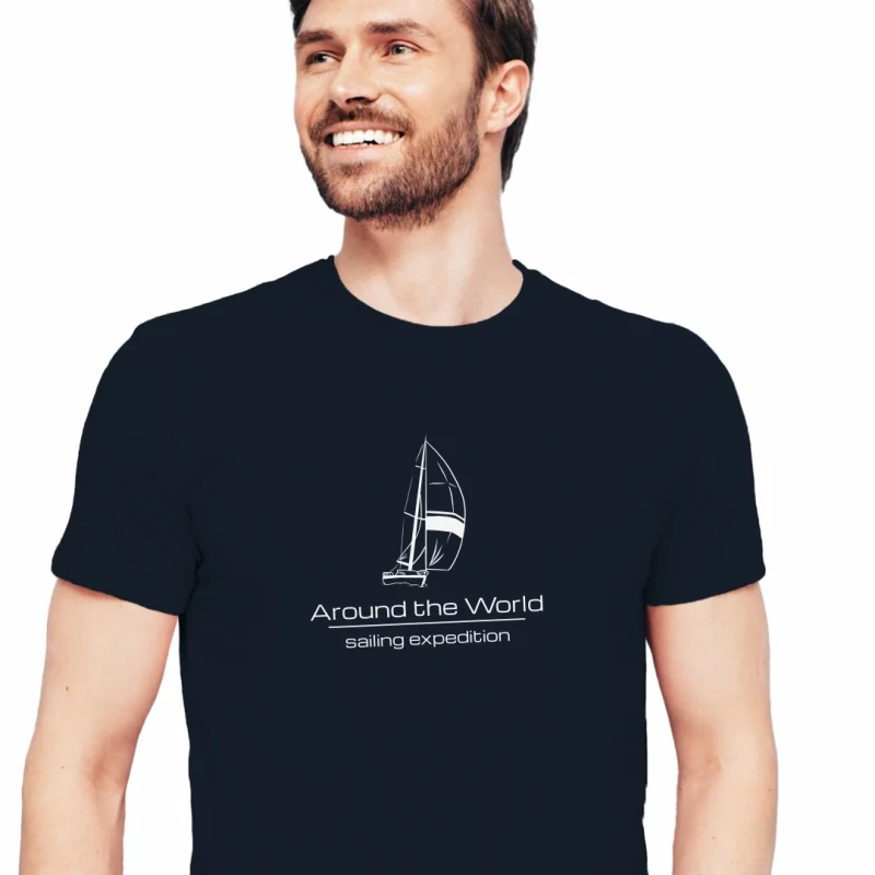 Koszulka męska BAWEŁNA TURECKA granatowy T-shirt SAILING EXPEDITION Captain Mike