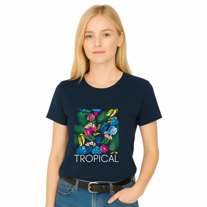 T-SHIRT damski koszulka granatowa TURECKA BAWEŁNA Captain Mike