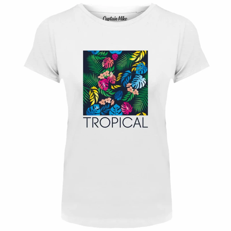 T-SHIRT damski KWIATY koszulka biała TURECKA BAWEŁNA Captain Mike