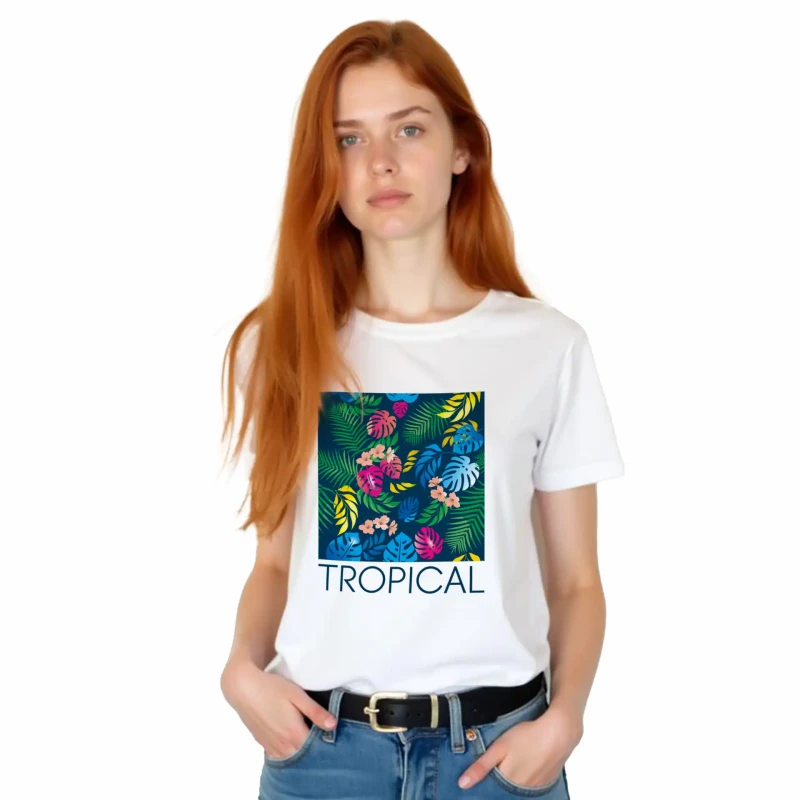 T-SHIRT damski KWIATY koszulka biała TURECKA BAWEŁNA Captain Mike