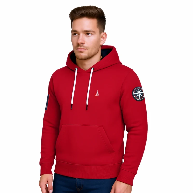 Bluza męska kangurka z kapturem czerwona Captain Mike SAILING