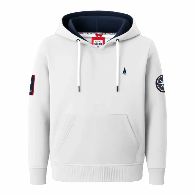 Bluza damska kangurka z kapturem biała Captain Mike SAILING