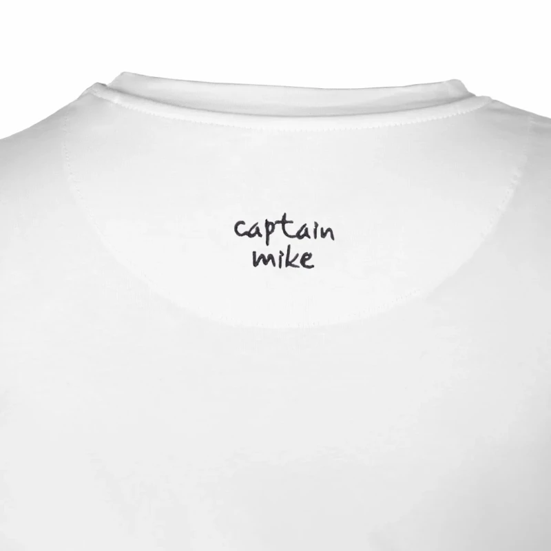 Koszulka męska BAWEŁNA TURECKA biała z nadrukiem, T-shirt Captain Mike