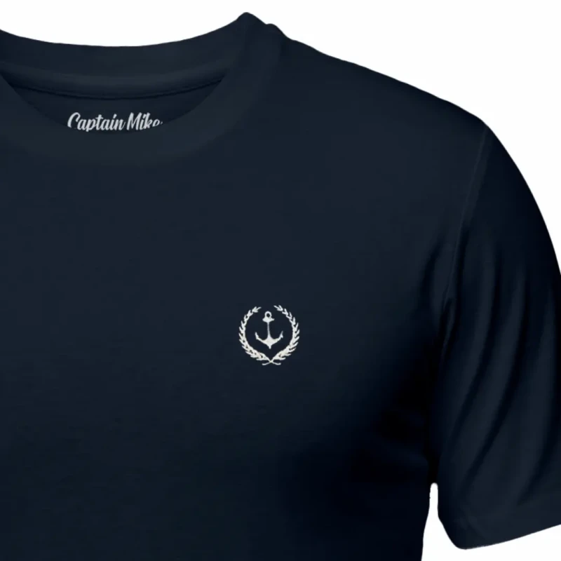 Koszulka męska Z HAFTEM BAWEŁNA TURECKA granatowa, T-shirt Captain Mike